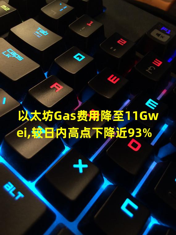 以太坊Gas费用降至11Gwei,较日内高点下降近93%