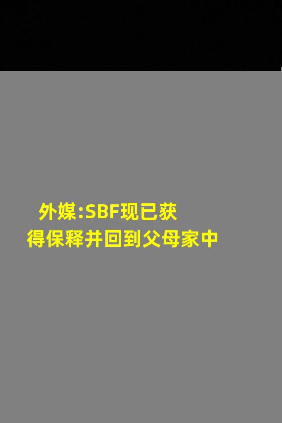 外媒:SBF现已获得保释并回到父母家中