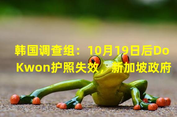 韩国调查组：10月19日后Do Kwon护照失效，新加坡政府可将其驱逐