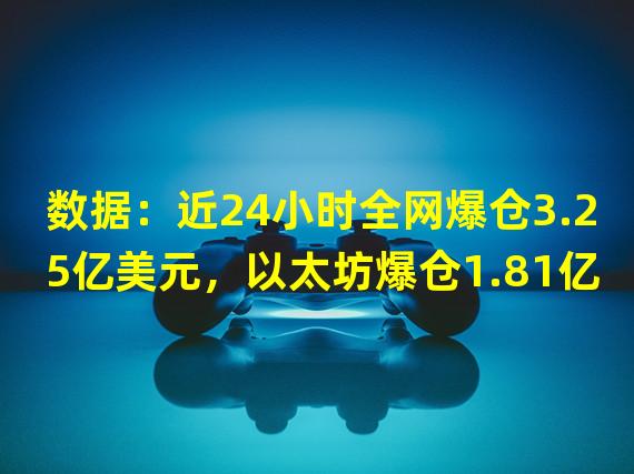 数据：近24小时全网爆仓3.25亿美元，以太坊爆仓1.81亿美元