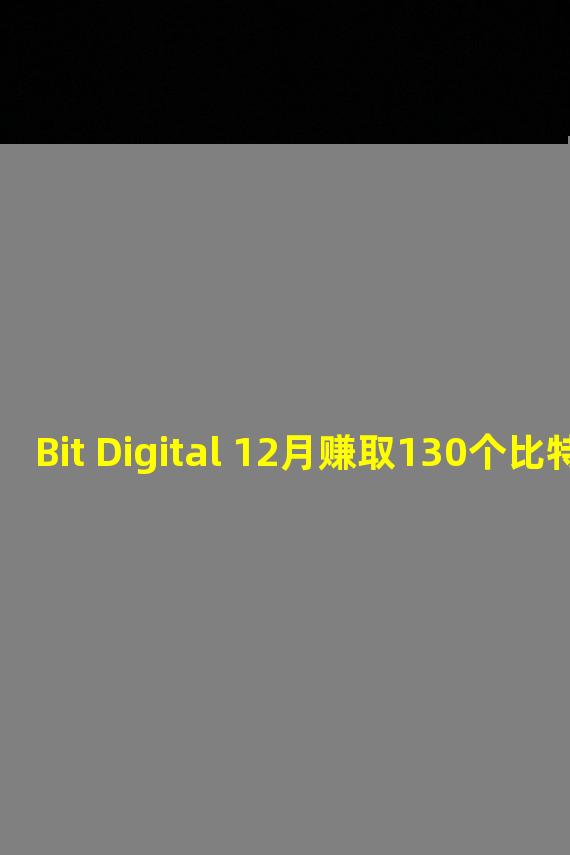 Bit Digital 12月赚取130个比特币