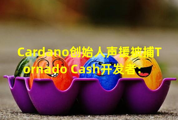 Cardano创始人声援被捕Tornado Cash开发者:编写代码只是表达方式,就像写书