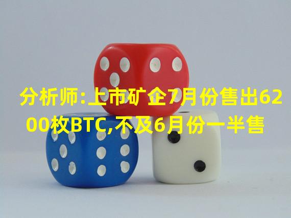 分析师:上市矿企7月份售出6200枚BTC,不及6月份一半售出量