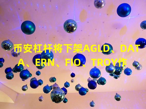 币安杠杆将下架AGLD、DATA、ERN、FIO、TROY作为全仓杠杆可借资产以及KEY逐仓杠杆交易对