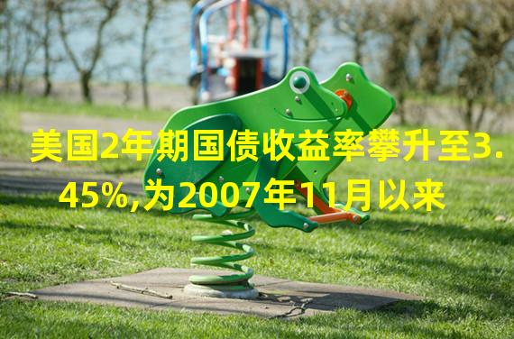 美国2年期国债收益率攀升至3.45%,为2007年11月以来最高